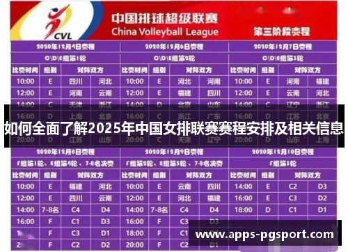 如何全面了解2025年中国女排联赛赛程安排及相关信息