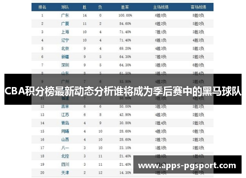 CBA积分榜最新动态分析谁将成为季后赛中的黑马球队